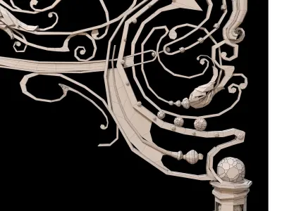 stair railing forging floral stylization 3D model