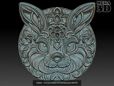 12 Chinese zodiac animals Basrelief Pack 240703 3D Model Collection