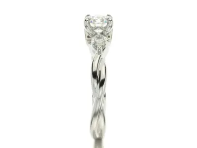gold engagement ring 6mm round diamond 3D print model