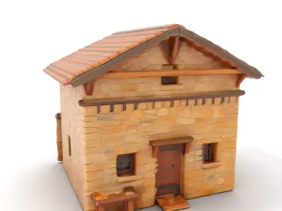 Rustic Stone Cottage model pack Low-poly 3D model