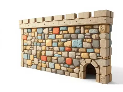 Colorful Stone Wall model pack Low-poly 3D model