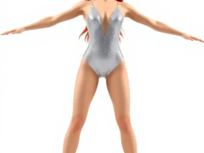 Glamorous Redhead Female Character Model Rigged and Animated Low-poly 3D model