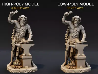 Hephaestus Statue Low-poly 3D model