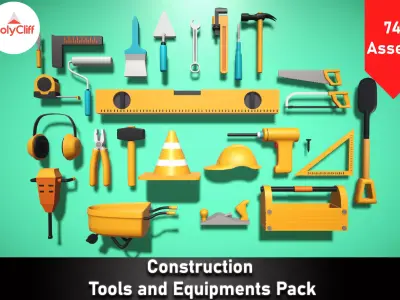 Construction Tools and Equipments Pack Low-poly 3D model