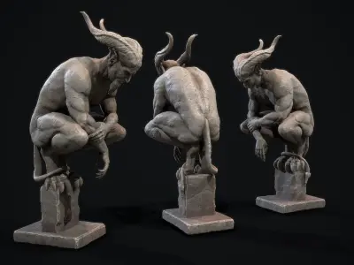 Demon Statue  Low-poly 3D model