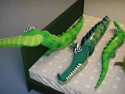 Aligator crocodile pillows 3D model