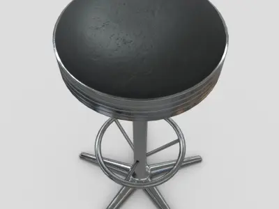 Stool 4 bar Low-poly 3D model
