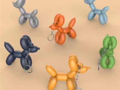 3D Balloon Dog Keychain - Dog Lover Gift for 3D print model