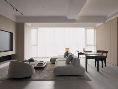 Modern living room dining room interior scenes 459 3D model
