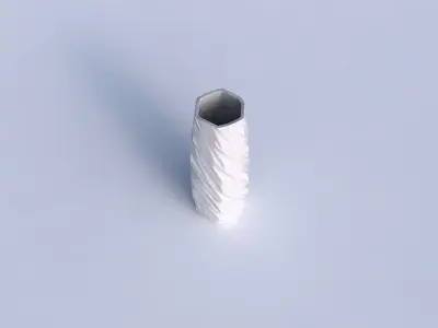 Vase squeezed hexagon with fine twisted organic cells 3D print model