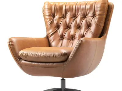 Wells Leather Swivel Armchair 3D model
