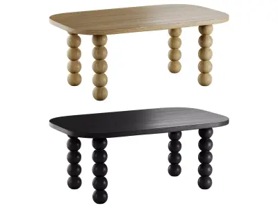 Wooden minimalist rectangular large coffee table 3D model