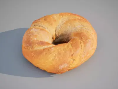 Bagel bread Game ready 5K triangles 4K PBR textures Low-poly 3D model