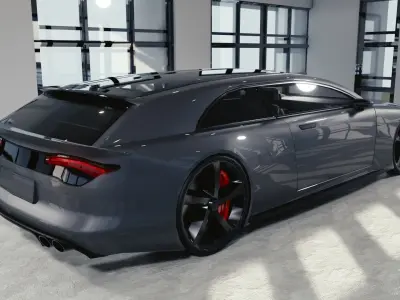 BLENDER EEVEE Brandless Extended Wheelbase 2 door shooting brake Low-poly 3D model