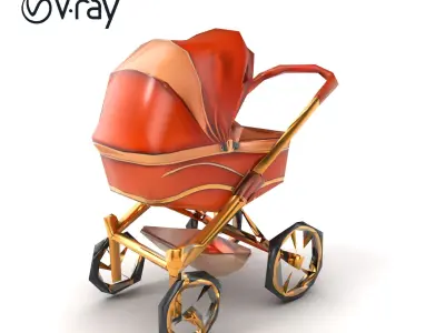 Luxury Stroller Exquisite Detailing Model Pack Low-poly 3D model