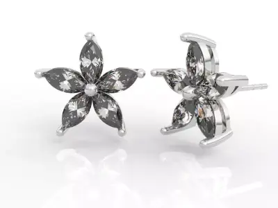 Flower-shaped diamond earrings  3D print model