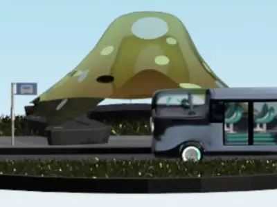  FutureCity Bus Stop Low-poly 3D model