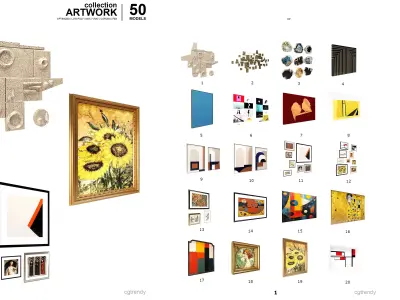 Artworks Pack - 50 Models Low-poly 3D model