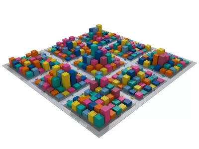 Cartoon City Low-poly 3D model