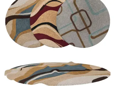 Round Rug Set 208 3D model