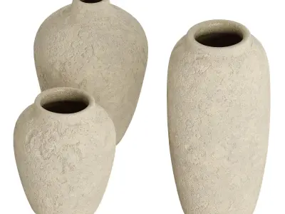 Textured Cream Vase 3D model