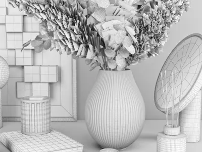 decorative set with bouquet 11 3D model