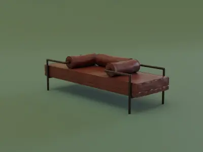 Mid-Century Bench Low-poly 3D model