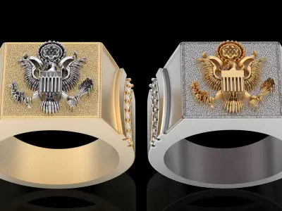 American eagle ring silver gold  printable jewelry 3D model 3D print model