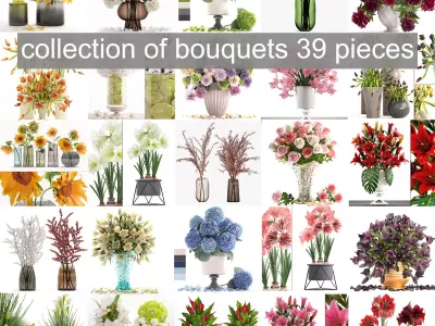 Collection of bouquets 39 pieces 3D model