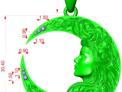 Moon pendant 3D print model 3D print model