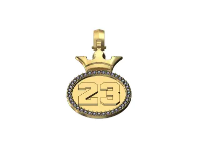 Diamond NBA 23 crown pendant bail 3D print model