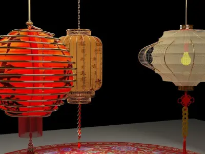 Chinese  red  lantern  3D model purchase