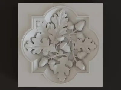 Decoration with framed acorns and oak leaves 3D model