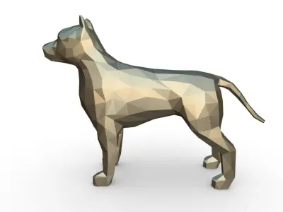 pit bull low poly 3D print model