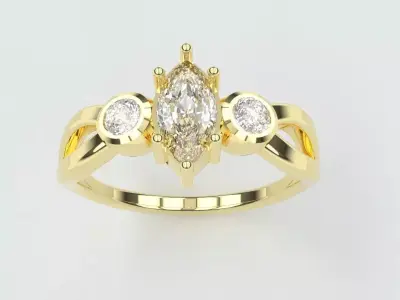 Trilogy marquise twisted ring for 3d printing 3D print model