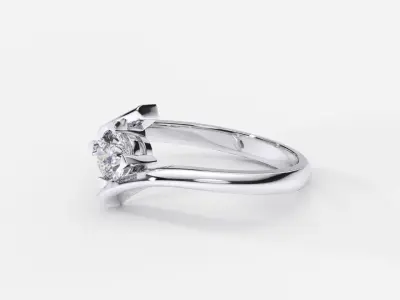 ZDR0217 solitaire engagement ring gold 3D print model