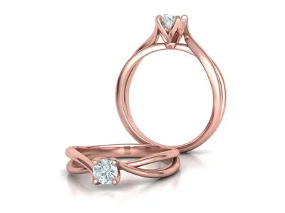 Solitaire Promise Ring Twisted Shank design 3dmodel 3D print model