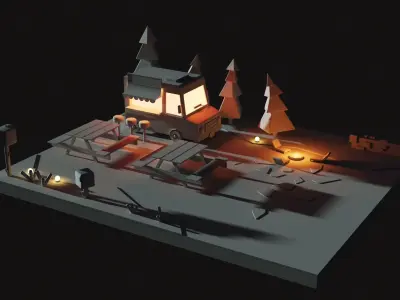 Low poly 3d modular location Set-03 3D model