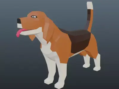 Beagle - Low Poly Dog Low-poly 3D model