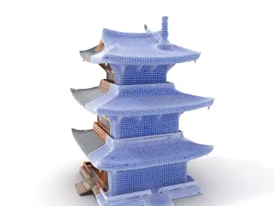 Elegant Pagoda Architecture model pack Low-poly 3D model