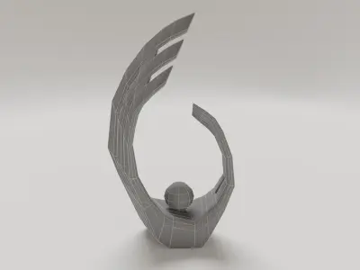 Interior decoration wave art sculpture Low-poly 3D model