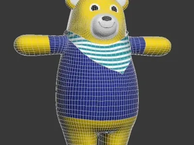 cartoon bear 3D model Low-poly 3D model