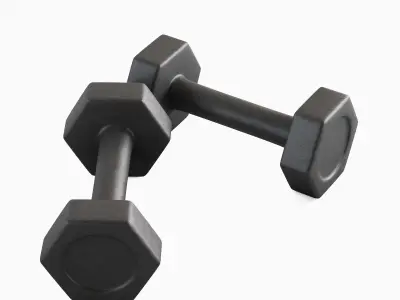 Small Rubber Dumbbell 01 3D model