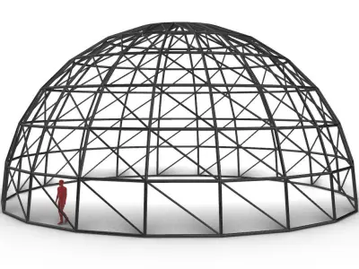 Dome wire-frame structure with Diagonal reinforcement v2 3D model