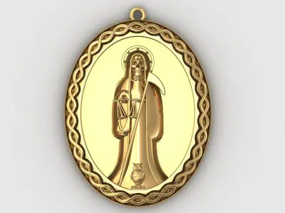  santa muerte holy death small size pendant 3D STL 3DM skull 3D print model