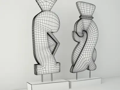 Carved Old Teak Deco 2 3D model