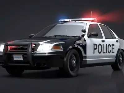 City Police Car Rigged for C4D Low-poly 3D model