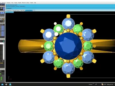 Luxury Floral Cluster Gemstone Ring  4867 3D print model