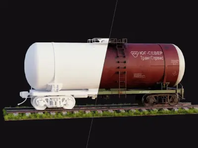 Old Russian Tank Wagon Low-poly 3D model