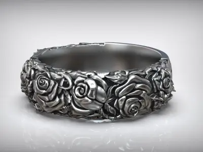 Roses Thorn Pattern Biker Ring 3D print model